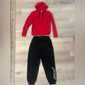 PINK Victoria's set campus sweatpants & Secret Red Fleece Hoodie Sz small